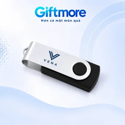 Demo VENA navy trên vỏ kim loại bạc của USB KTX M thân đen
