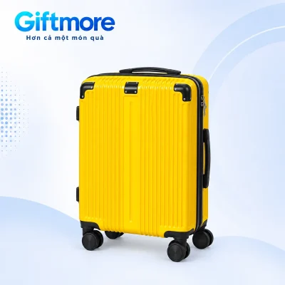 Vali mẫu 12 vàng với sóng dọc, dải giữa và góc đen trên nền GiftMore